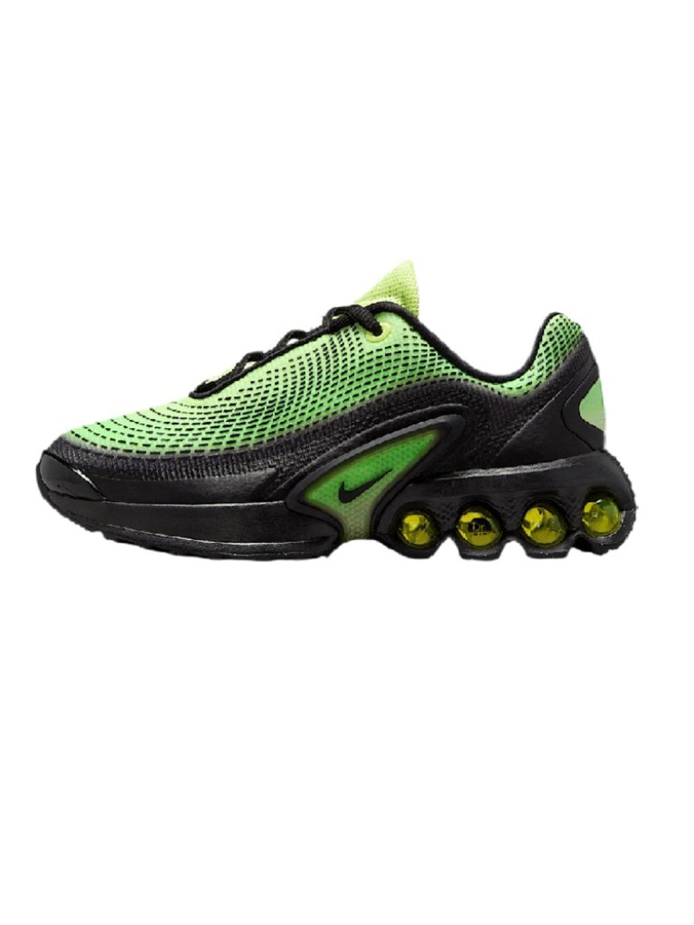 Nike Kids Air Max Dn Shoes .Light Lemon Twist/Green Strike/Black/Black. 6.5